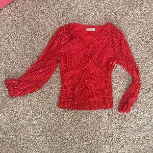 Jovani Vibrant Red Sequin Blouse